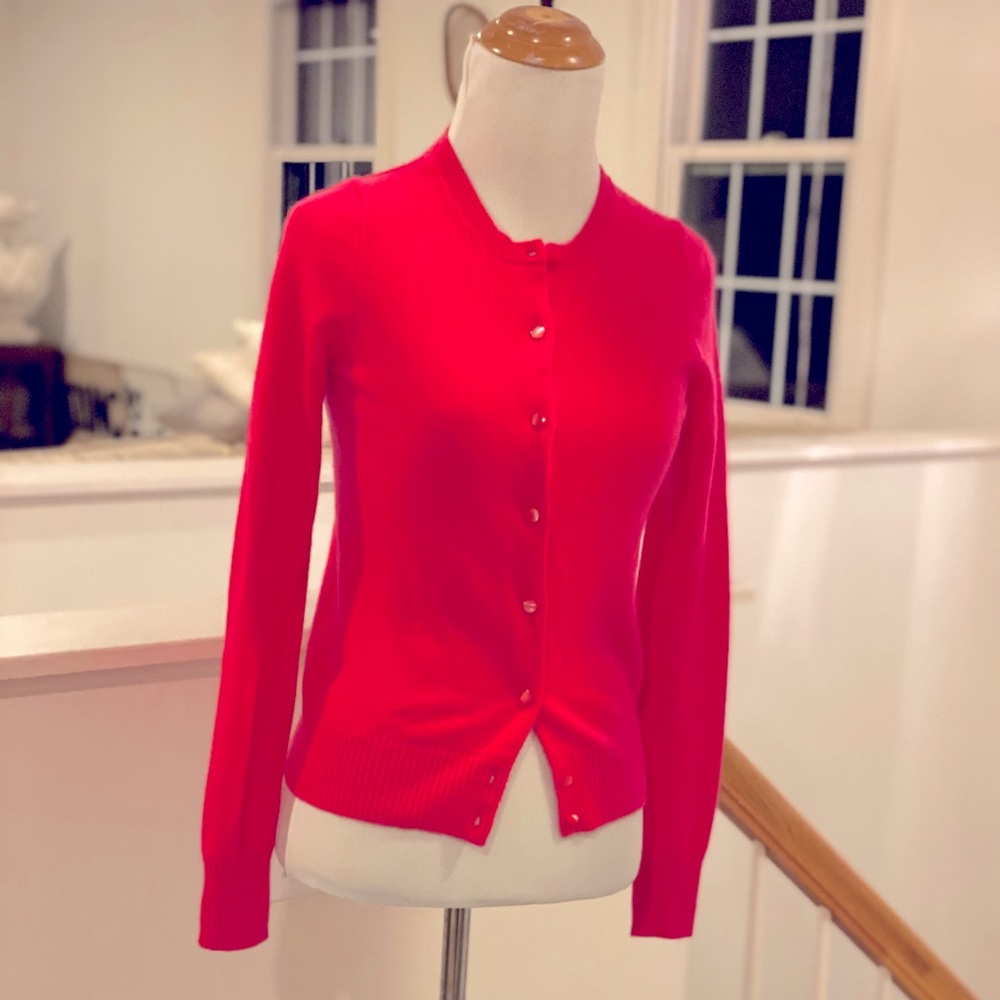 Jcrew neon pink cashmere cardigan sweater xs